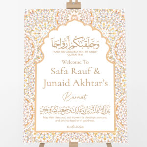 Personalised Beige Morrocan Tile Vinyl Sticker And Foamex Wedding Welcome Sign