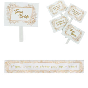 Pay Up Mister Signs | Wedding Gate Signs & PVC Banner Bundle | Gold Floral Frame Design 10