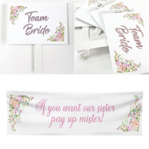 Pay Up Mister Signs | Wedding Gate Signs & PVC Banner Bundle | Floral Bouquet Design 4