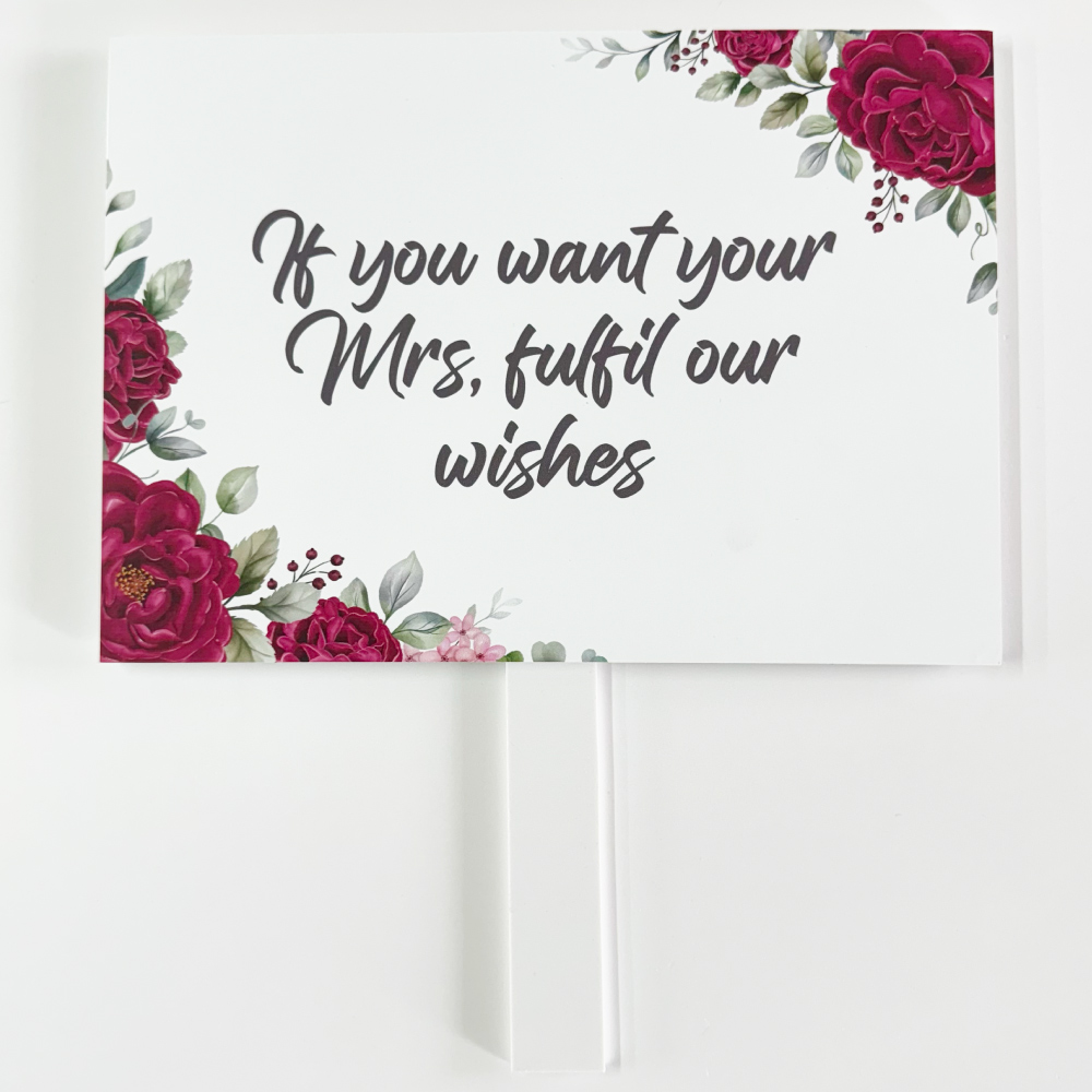 Pay Up Mister Signs | Wedding Gate Signs & PVC Banner Bundle | Maroon Floral Frame Design 7