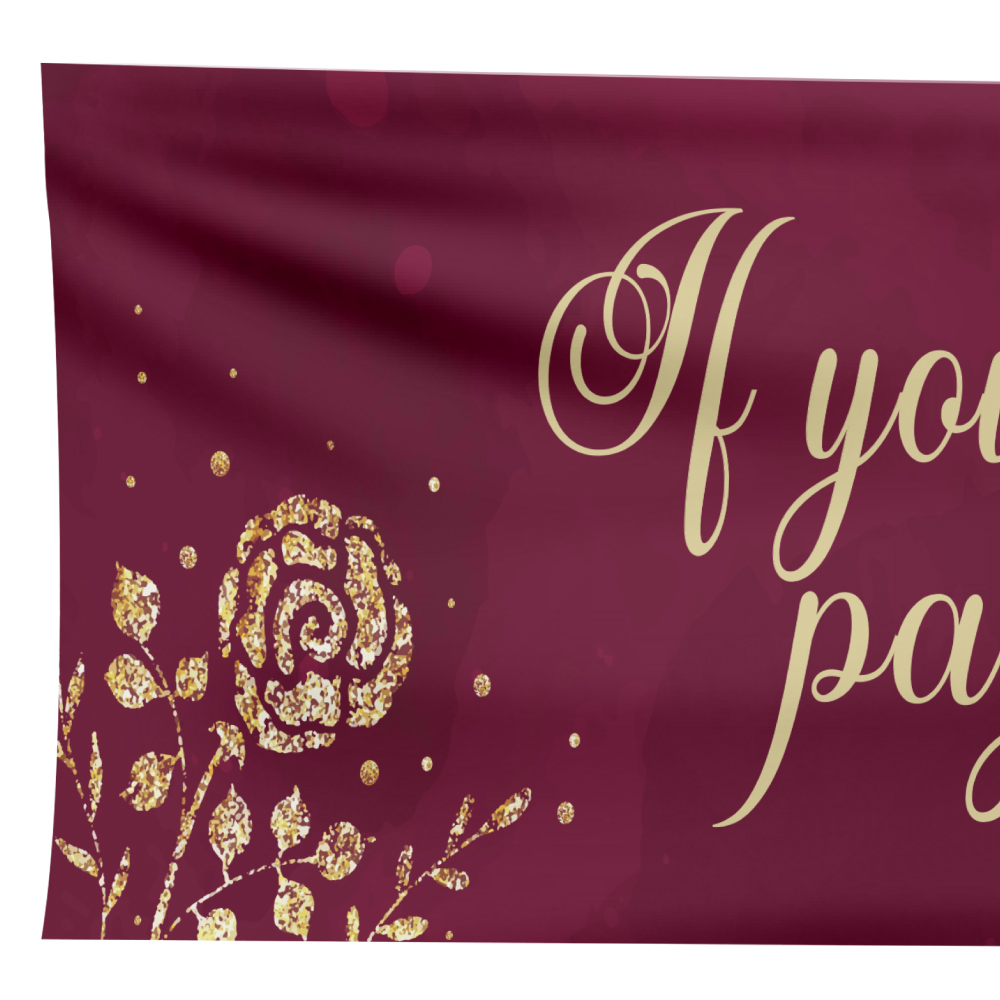 Pay Up Mister Signs | Wedding Gate Signs & PVC Banner Bundle | Burgundy and Gold Roses Design