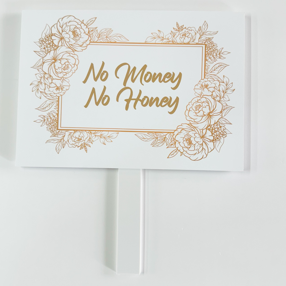 Pay Up Mister Signs | Wedding Gate Signs & PVC Banner Bundle | Gold Floral Frame Design 10