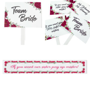 Pay Up Mister Signs | Wedding Gate Signs & PVC Banner Bundle | Maroon Floral Frame Design 10