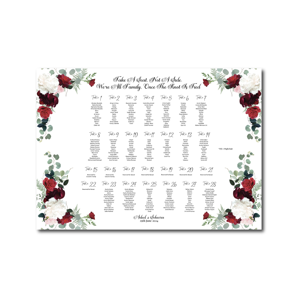 Vinyl Sticker ONLY | Rose Bushes Vinyl Sticker | Wedding Table Chart & Itinerary Sign