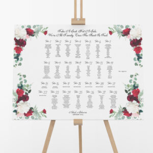 Personalised Rose Bushes Vinyl Sticker And Foamex Wedding Table Chart & Itinerary Sign