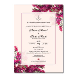 Bougainvillea Flowers Garden Frame Wedding Invitation | 350gsm Card Shaadi Invitation & Envelope