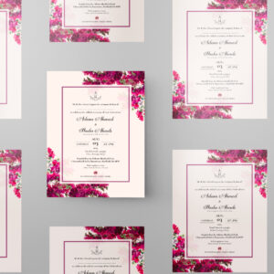 Bougainvillea Flowers Garden Frame Wedding Invitation | 350gsm Card Shaadi Invitation & Envelope 2