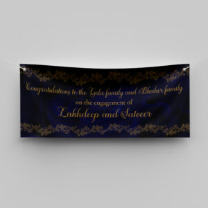 Blue Marble Design Wedding PVC Banner | With Two Eyelets