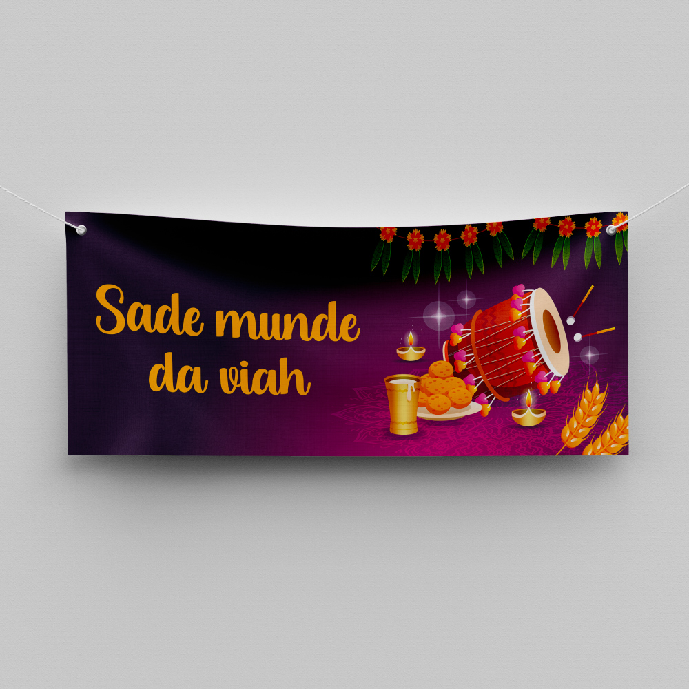 Dhol Party Design Wedding PVC Banner | With Two Eyelets 1