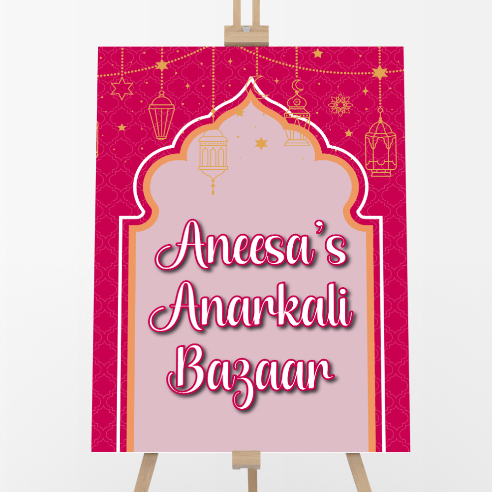 Hot Pink Lantern Arch Vinyl Sticker And Foamex Wedding Welcome Sign