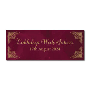 Burgundy and Gold Design Wedding PVC Banner | With Two Eyelets 2