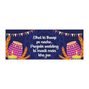 Blue Dhol Drums Design Wedding PVC Banner | With Two Eyelets 2