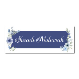 Powder Blue Floral Frame Design Wedding PVC Banner | With Two Eyelets 2