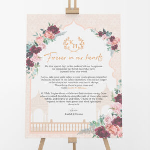 Personalised Burgundy & Blush Pink Floral Arch Vinyl Sticker And Foamex Wedding Welcome Sign