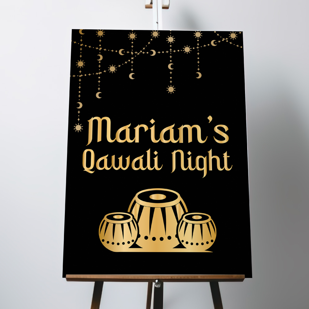 Black Lights & Drums Vinyl Sticker And Foamex Wedding Welcome Sign