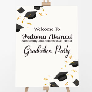 Graduation Hats Off Design Welcome Board | 5mm Thick Premium Quality Acrylic Sign OR 5mm Foam Board