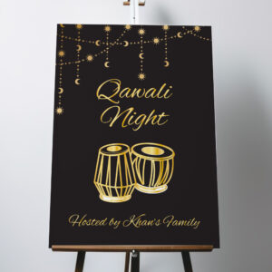 Black Lights & Tabla Drums Vinyl Sticker And Foamex Wedding Welcome Sign