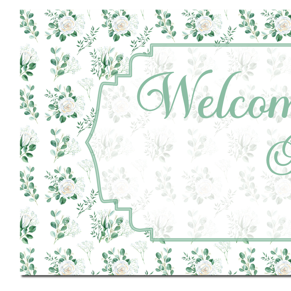 Ivory Rose And Leaves Design Wedding PVC Banner | With Two Eyelets 2