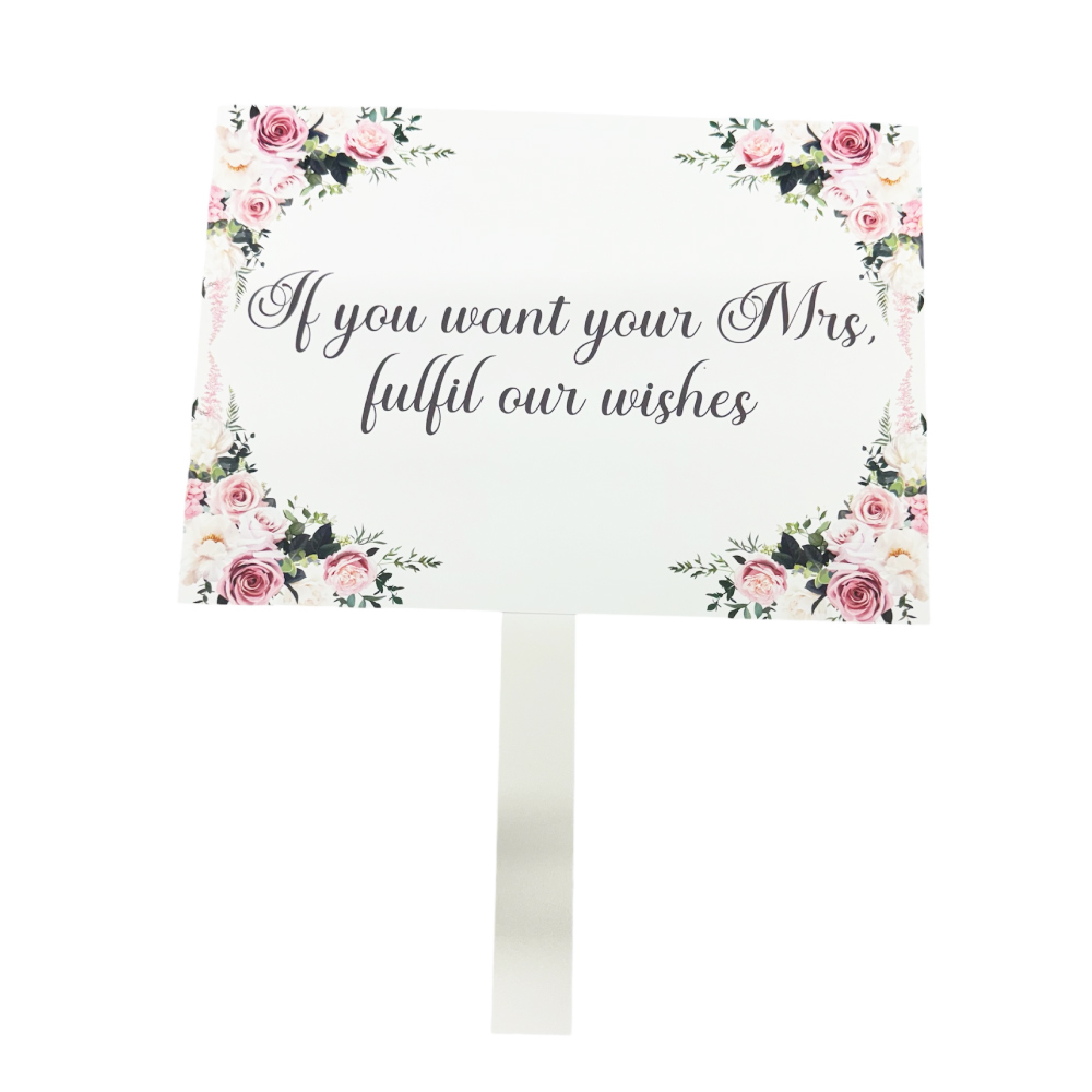 Pay Up Mister Signs | Wedding Gate Signs & PVC Banner Bundle | Blush Pink Floral Frame Design 8