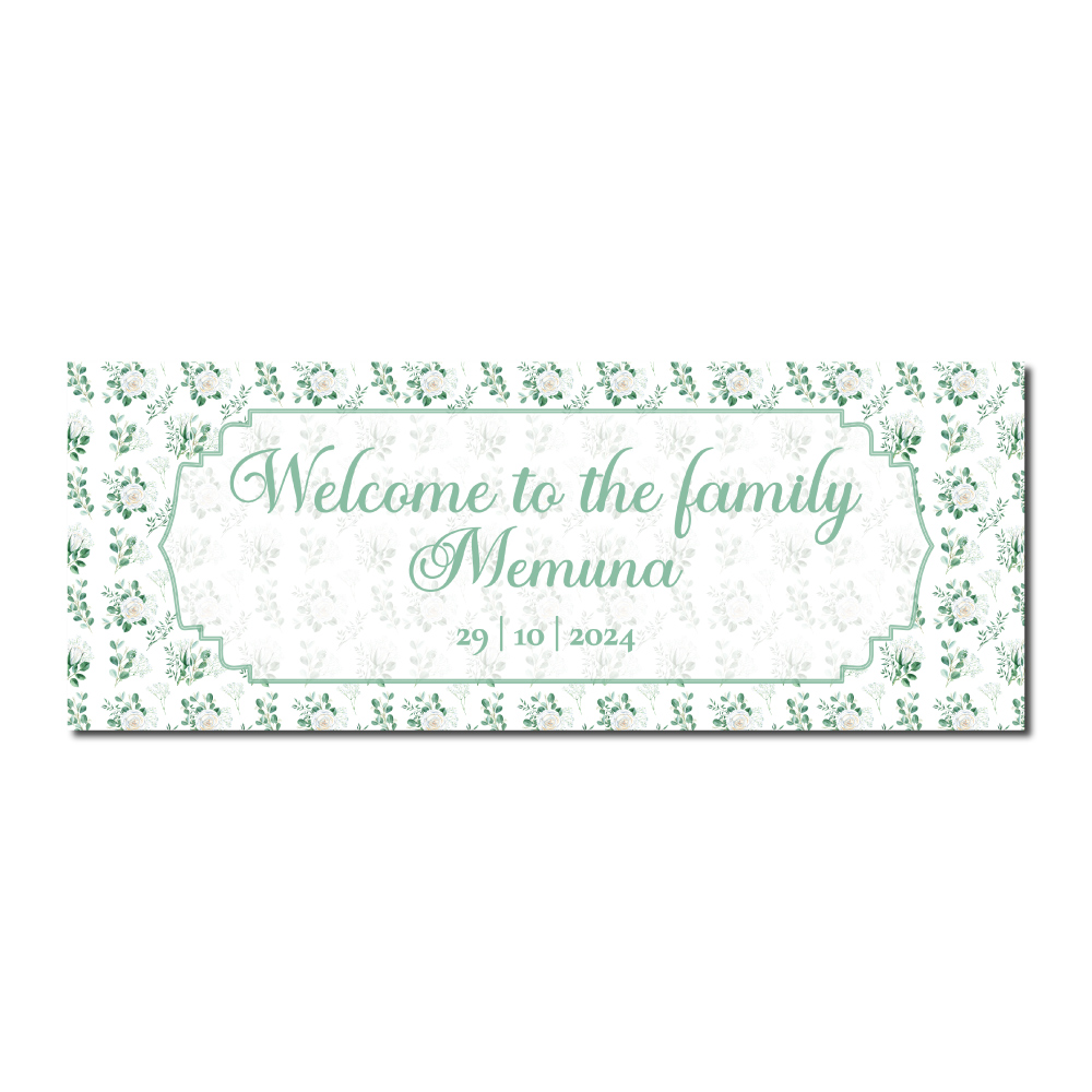 Ivory Rose And Leaves Design Wedding PVC Banner | With Two Eyelets 3