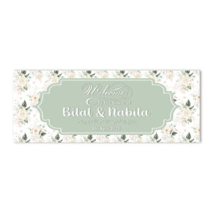 Ivory Bloom Border Design Wedding PVC Banner | With Two Eyelets 2