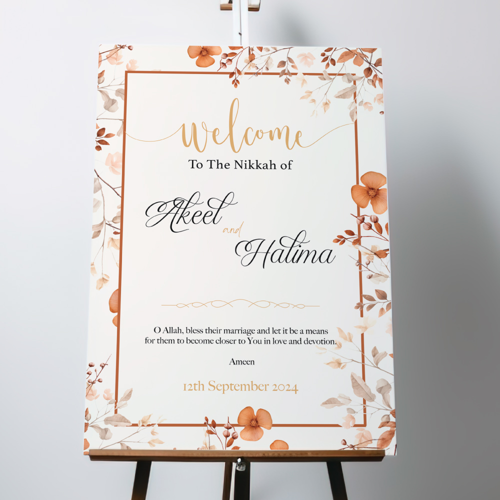 Personalised Autumn Bloom Vinyl Sticker And Foamex Wedding Welcome Sign Personalised Autumn Bloom Vinyl Sticker And Foamex Wedding Welcome Sign