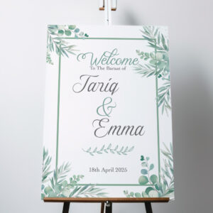 Personalised Forest Foliage Border Vinyl Sticker And Foamex Wedding Welcome Sign