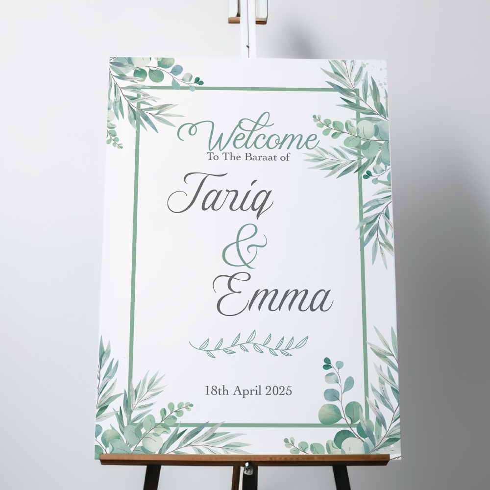 Personalised Forest Foliage Border Vinyl Sticker And Foamex Wedding Welcome Sign Personalised Forest Foliage Border Vinyl Sticker And Foamex Wedding Welcome Sign