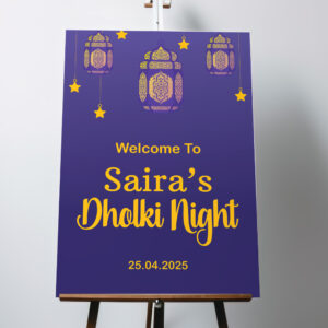 Personalised Regal Violet Lantern Vinyl Sticker And Foamex Wedding Welcome Sign