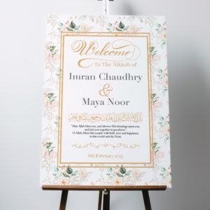 Personalised Ivory Bloom Border Vinyl Sticker And Foamex Wedding Welcome Sign