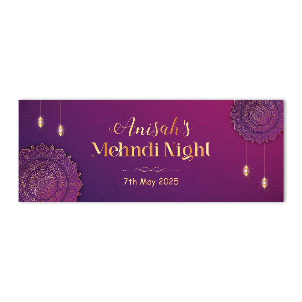Purple lantern Arch Design Wedding PVC Banner | With Two Eyelets 2