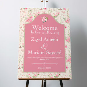 Personalised Soft Rose Romance Vinyl Sticker And Foamex Wedding Welcome Sign