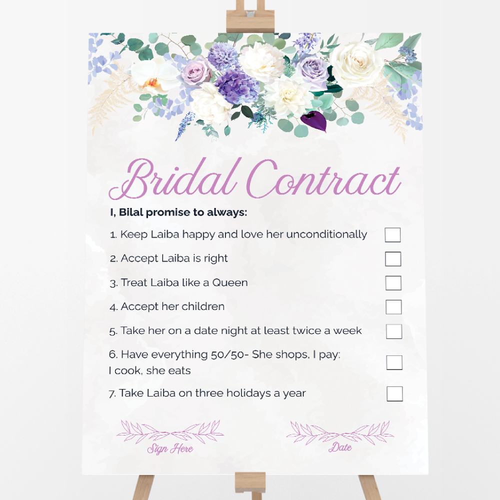 Forever in Florals Wedding Contract | Bridal Party Signage Forever in Florals Wedding Contract | Bridal Party Signage