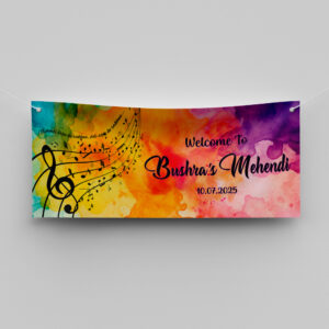 Musical Mehendi Moments Design Wedding PVC Banner | With Two Eyelets