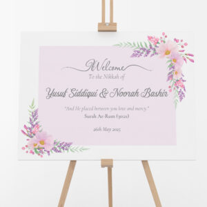 Personalised Lavender Flower Border Vinyl Sticker And Foamex Wedding Welcome Sign 2