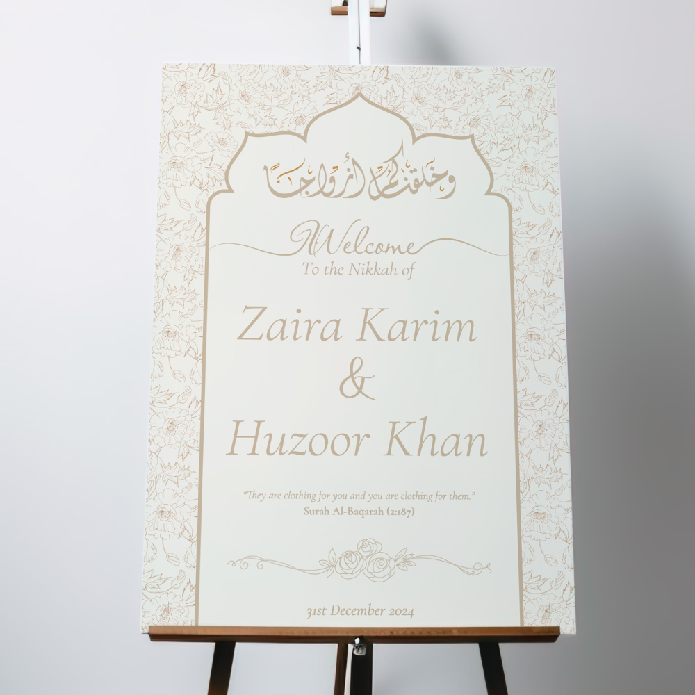 Personalised Ivory Floral Line Art Vinyl Sticker And Foamex Wedding Welcome Sign 1 Personalised Ivory Floral Line Art Vinyl Sticker And Foamex Wedding Welcome Sign 1
