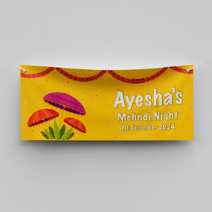 Traditional Yellow Festive Design Wedding PVC Banner | With Two Eyelets