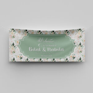 Ivory Bloom Border Design Wedding PVC Banner | With Two Eyelets