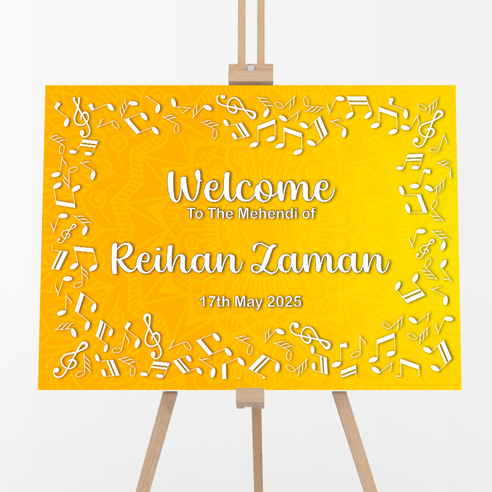 Personalised Golden Melody Mandala Vinyl Sticker And Foamex Wedding Welcome Sign Personalised Golden Melody Mandala Vinyl Sticker And Foamex Wedding Welcome Sign