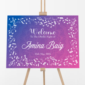 Personalised Purple Mandala Melodies Vinyl Sticker And Foamex Wedding Welcome Sign