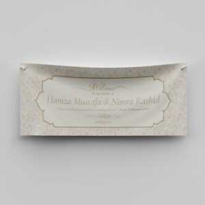 Ivory Floral Line Art Design Wedding PVC Banner | With Two Eyelets