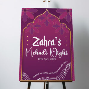 Personalised Purple Musical Celebration Arch Vinyl Sticker And Foamex Wedding Welcome Sign