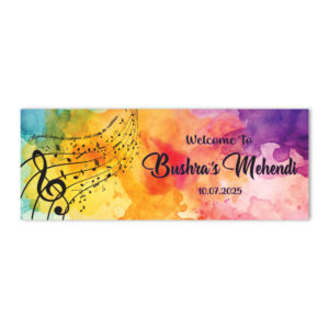 Musical Mehendi Moments Design Wedding PVC Banner | With Two Eyelets 2