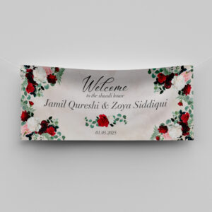 Rose Bushes Design Wedding PVC Banner | With Two Eyelets