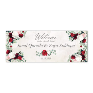 Rose Bushes Design Wedding PVC Banner | With Two Eyelets 2