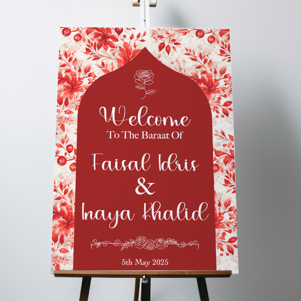 Personalised Scarlet Leaves Vinyl Sticker And Foamex Wedding Welcome Sign Personalised Scarlet Leaves Vinyl Sticker And Foamex Wedding Welcome Sign