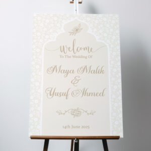 Personalised Ivory White Floral Vinyl Sticker And Foamex Wedding Welcome Sign