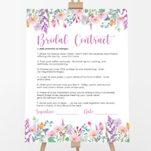 Whispers of Lilac Wedding Contract | Bridal Party Signage