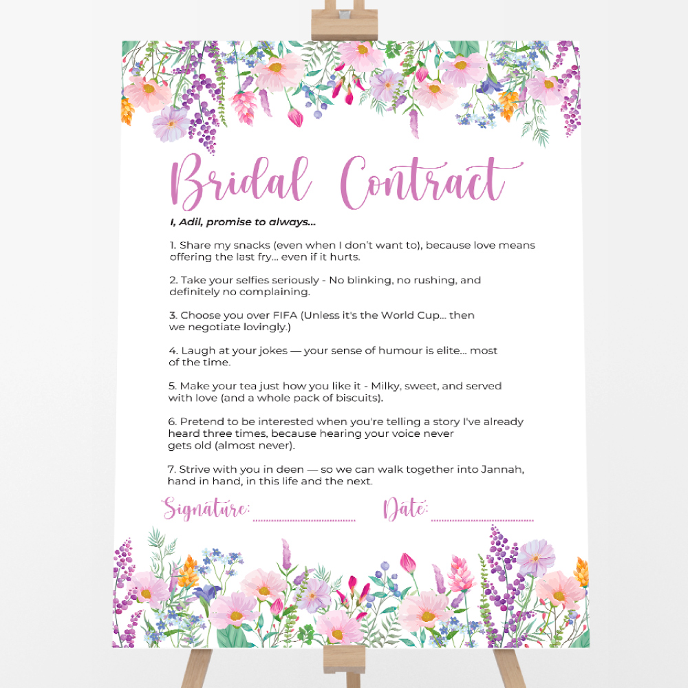 Whispers of Lilac Wedding Contract | Bridal Party Signage Whispers of Lilac Wedding Contract | Bridal Party Signage