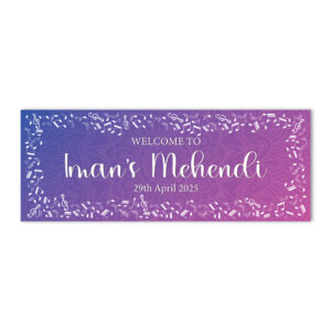 Purple Mandala Melodies Design Wedding PVC Banner | With Two Eyelets 2